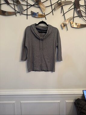 Style & Co. Heather Gray Cowl Neck Drawstring Sweater